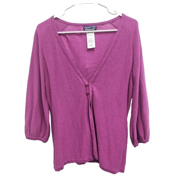 Patagonia Sweaters - Patagonia Women Cardigan Large Orchid Pink Organic Cotton Two Button Lightweight